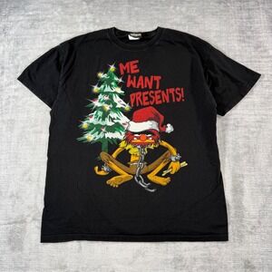 The Muppets Shirt Mens Large Black Vtg Y2K Animal Christmas Me Want Presents